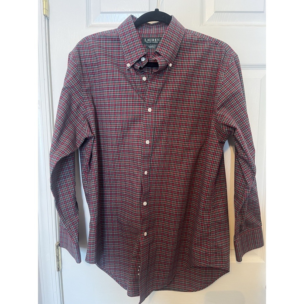 Lauren Ralph Lauren Classic Fit Non Iron 16 32/33 Men's 100% Cotton Plaid Preppy